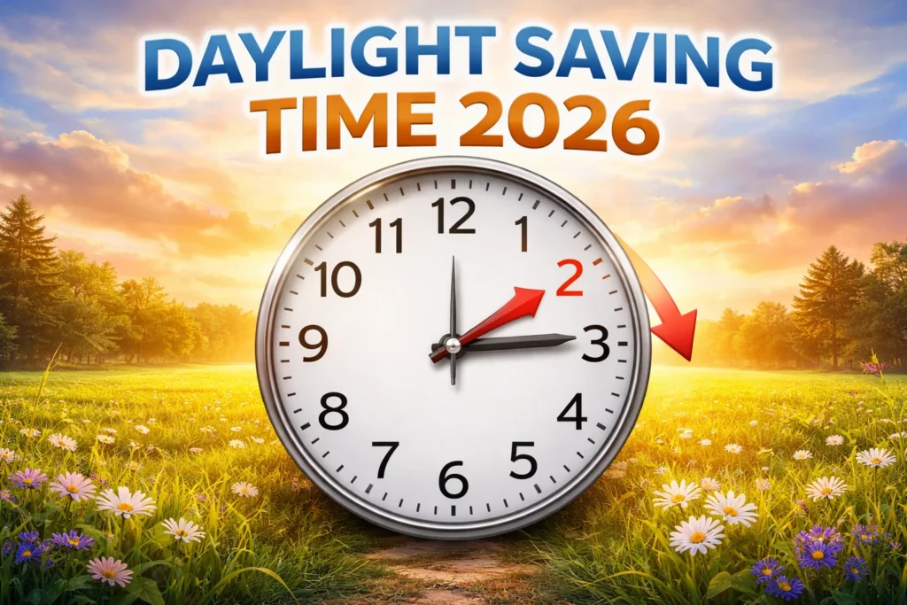 Daylight Saving Time 2026 clock moving forward one hour during spring time change